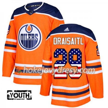 Dětské Hokejový Dres Edmonton Oilers Leon Draisaitl 29 2017-2018 USA Flag Fashion Oranžová Adidas Authentic